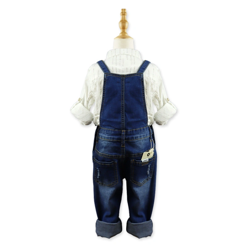 High Quality Unisex Full Length Denim Kids Overalls Straight Leg Baby Boys′ Rompers for Children